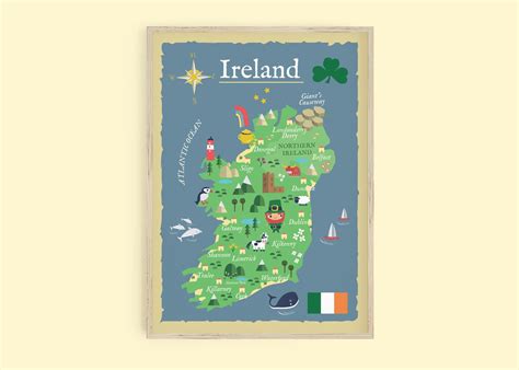 Fun Illustrated Kids Map Of Ireland Irish Poster For Etsy Uk