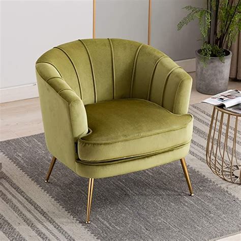 Artechworks Modern Velvet Barrel Chair Accent Armchair With Golden Legs