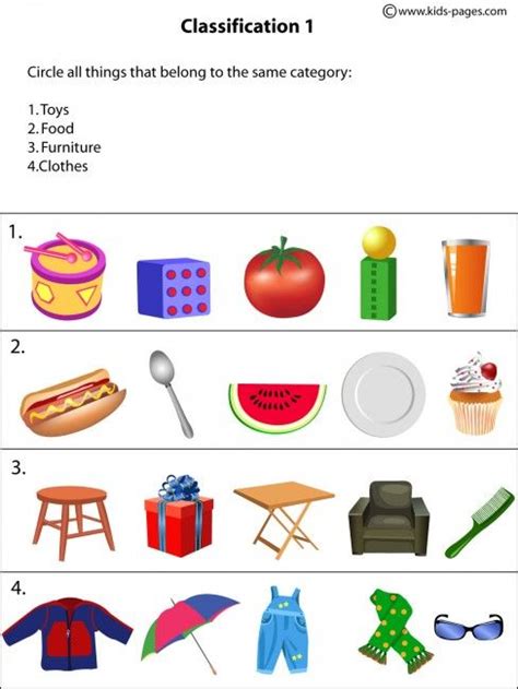 Sorting And Classifying Worksheets