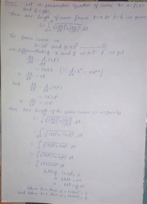 [solved] Find The Length Of The Curve X 3t 2 From T 0 To T 1 Y