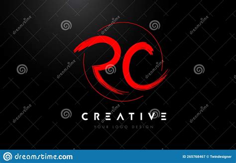 Red Rc Brush Letter Logo Design Artistic Handwritten Letters Logo Concept Stock Vector