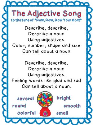 Adjectives A Song Freebie Teaching Adjectives Classroom Freebies