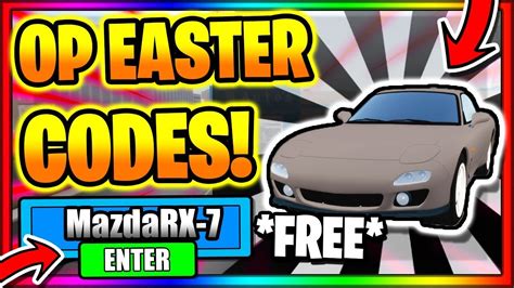 All New Secret Op Working Codes [mazda Rx 7 Update] Roblox Vehicle Simulator Youtube