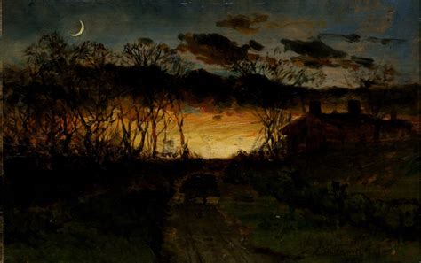 Edward Mitchell Bannisteruntitled Sunset With Quarter Moon16x12a3