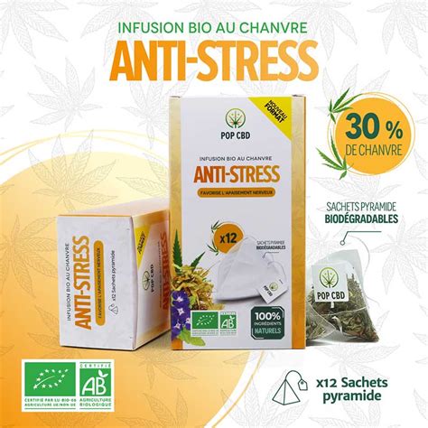 POP CBD Infusion Chanvre Bio Anti Stress En Sachet Pyramide 12 U