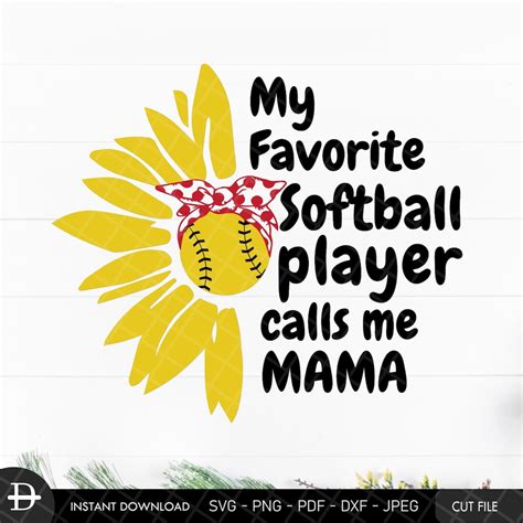 My Favorite Softball Player Calls Me Mama Svg Baseball Mom Etsy