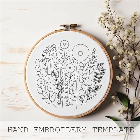 Flax Meadow Embroidery Pattern Floral Pattern Botanical Embroidery