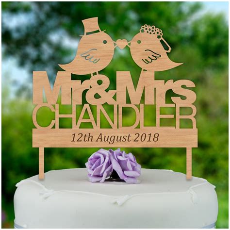 Rustic Mr And Mrs Wedding Cake Topper Personalised Wooden Wedding Cake