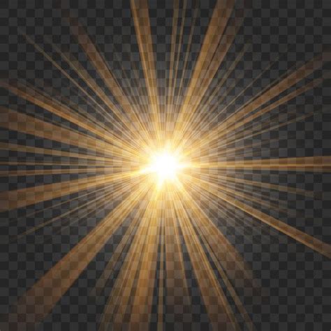 Golden Shine On Transparent Background Premium Vector