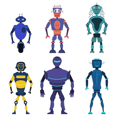 Premium Vector Robots Cute Characters Transformer Androids Set