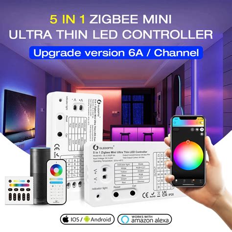 GLEDOPTO Zigbee3 0 DC5 24V Smart Mini 5in1 Ultra Thin RGBCCT RGBW RGB