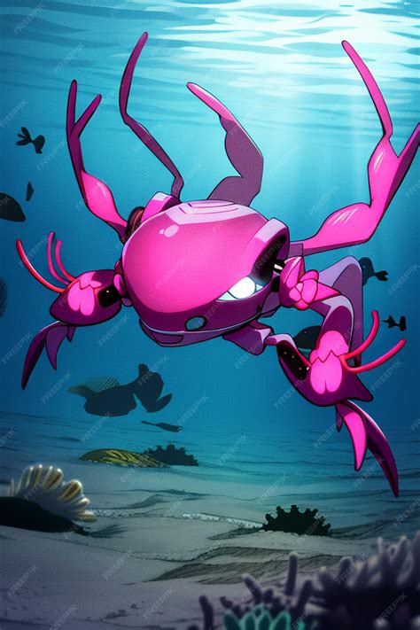 Premium AI Image | Underwater pink crab marine life wallpaper