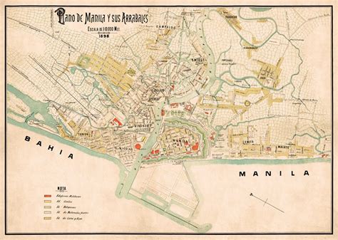 Manila map - Vintage map of Manila and suburbs - fine print - Old map reproduction on paper or ...