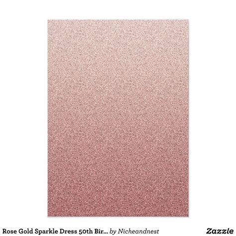 Rose Gold Sparkle Dress 50th Birthday Invite