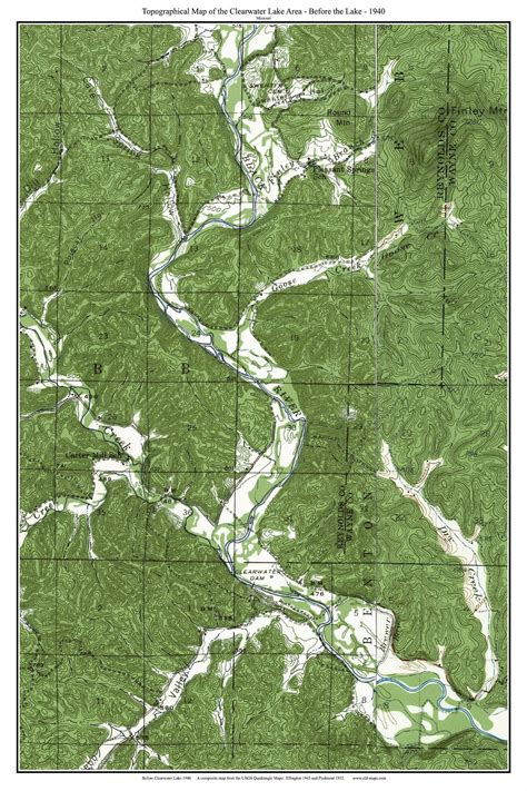 Clearwater Lake 1940 Old Map Topo Custom Composite Usgs Etsy