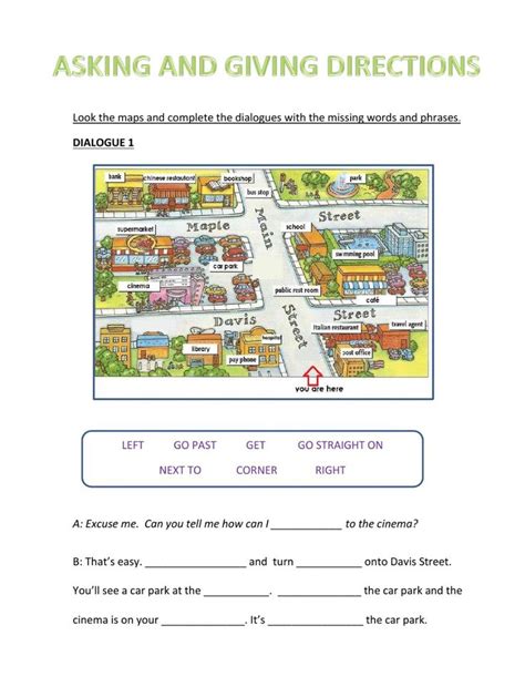 The Worksheet For Asking And Giving Directions