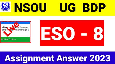 Nsou Eso Assignment Question Answer Nsou Bdp Assignment