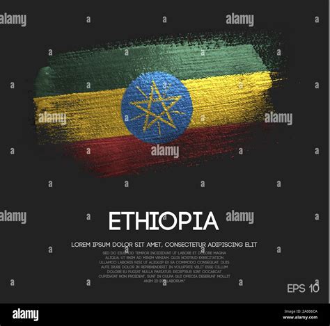 Ethiopia Flag Made Of Glitter Sparkle Brush Paint Vector Stock Vector