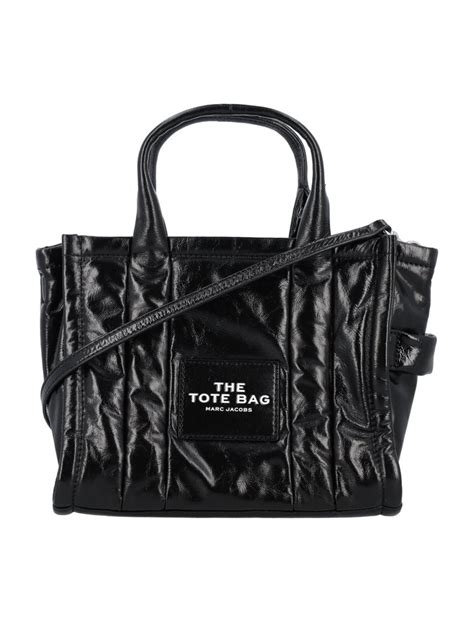 Marc Jacobs The Shiny Crinkle Mini Tote Bag In Black Modesens