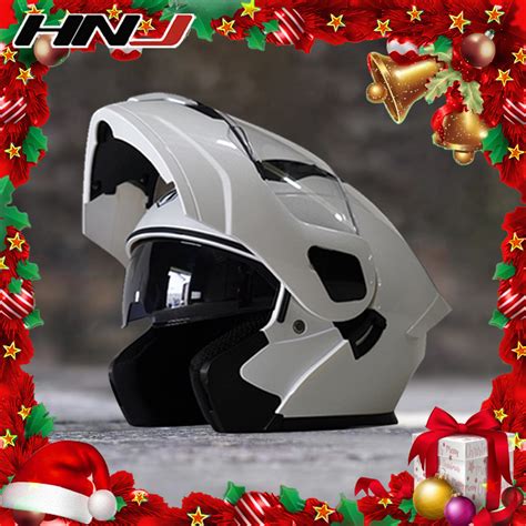 Hnj Plain Full Face Motorcycle Dual Visor Modular Helmet Women