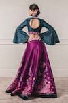 Buy Purple Tafetta Mandarin Collar Printed Lehenga Set For Women By