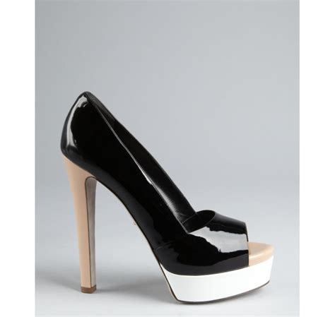 Lyst Sergio Rossi Black And White Patent Leather Colorblock Platform