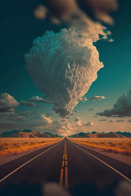 Imagen De Un Camino Con Una Nube En El Cielo Ai Generativo Foto Premium