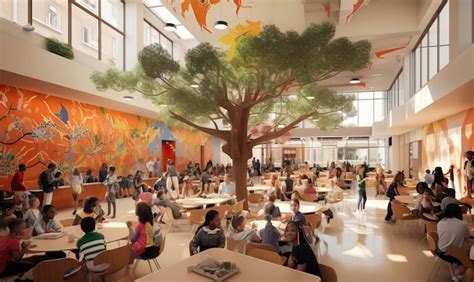 Premium AI Image | school cafeteria filled with students enjoying ...