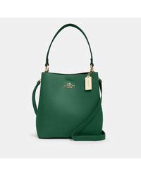 COACH Leather Town Bucket Bag in Green | Lyst