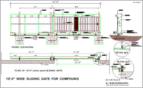 Sliding Gate Design With Sectional View