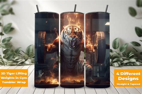 3D Tiger Lifting Weights in Gym Tumbler Graphic by mspro996 · Creative Fabrica