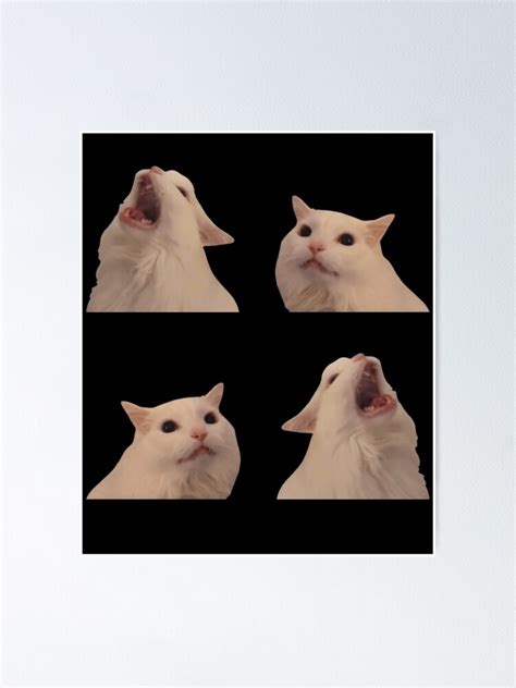 White Cat Screaming Meme Pack Poster For Sale By BAKSTAR Redbubble