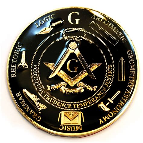 Seven Liberal Arts Round Black Masonic Auto Emblem 3 Diameter