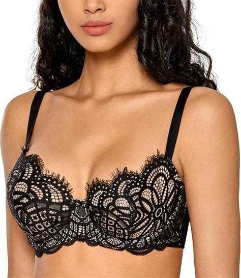 Dobreva Womens Lace Balconette Plus Size Push Up Bra Sexy Underwire Unlined Demi At Amazon