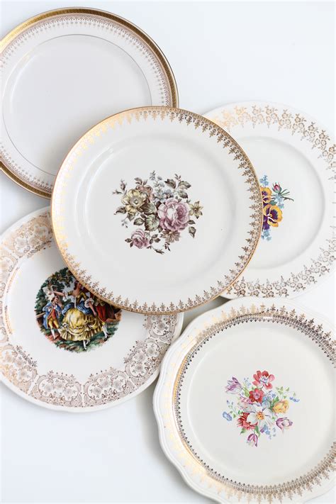 Vintage China Plates – White & Gold