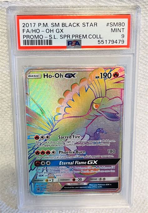 Mavin 2017 Pokemon Ho Oh GX Rainbow Rare Holo Black Star Promo SM80