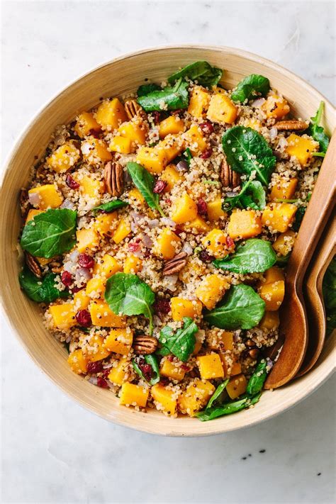 Autumn Butternut Squash And Quinoa Salad Recipe With Pecans And Cranberries