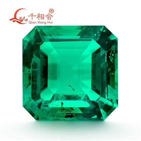 Asscher Square Shape Emerald Cut Created Hydrothermal Columbia Emerald