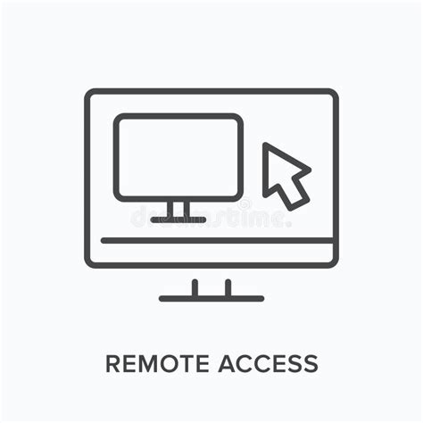 Remote Computer Flat Line Icon Vector Outline Illustration Of Virtual