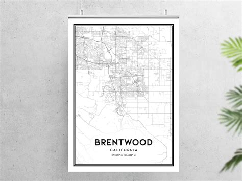 Brentwood Map Print Brentwood Map Poster Wall Art Ca City Etsy