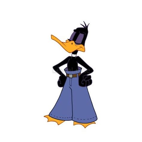 A Cartoon Duck Wearing A Blue Dress And Black Hat Standing With His