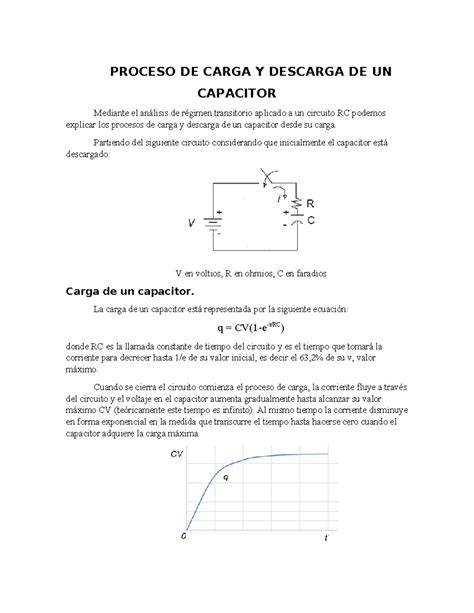 Proceso De Carga Y Descarga De Un Capacitor Partiendo Del Siguiente