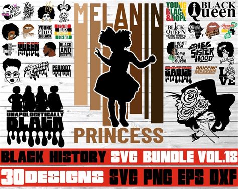 30x Black History Bundle Svg Afro Woman Svg Melanin Beard Man Svg