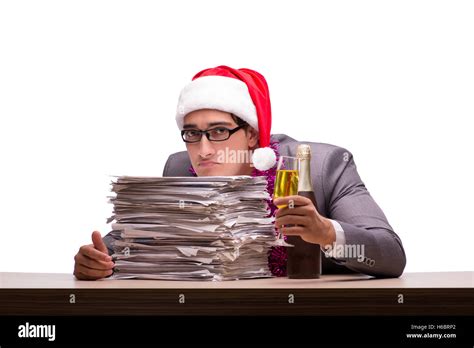 Young Businessman Celebrating Christmas In Office Stock Photo Alamy