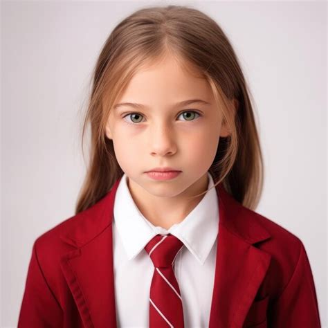 Una Chica Que Lleva Una Chaqueta Roja Con Una Camisa Blanca Y Una