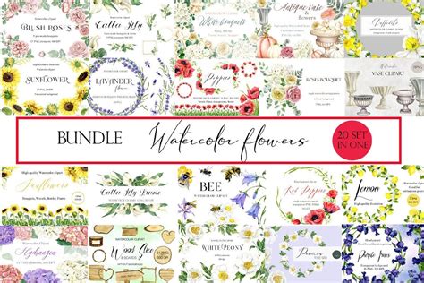 Watercolor Flowers Clipart Bundle Bundle · Creative Fabrica