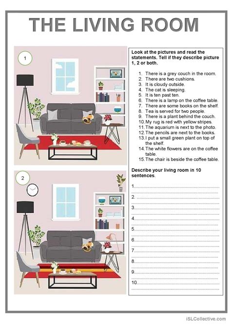 Picture Description The Livin… English Esl Worksheets Pdf And Doc