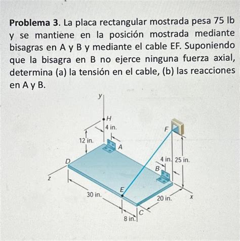 Resuelto Problema 3 La Placa Rectangular Mostrada Pesa 75lb Y Chegg