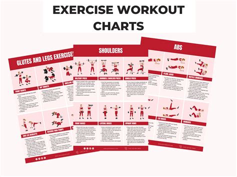 workout chart exercise chart  exercise illustrations  etsy