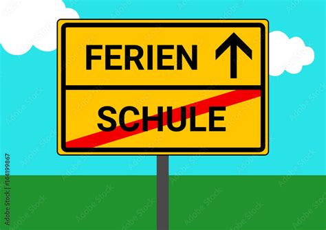 Schild Ortsausgang Schule Ferien Stock Vektorgrafik Adobe Stock